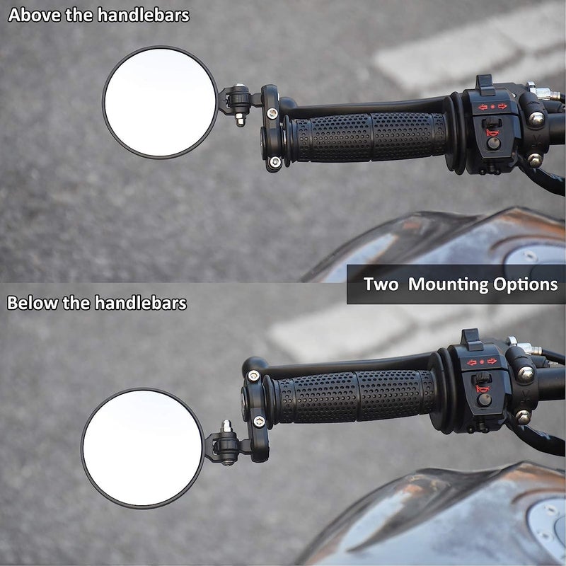 DKMOTORK 001-B Cafe Racer Mirrors Foldable Motorcycle Bar End Rear View Side Mirrors Black for 7/8 Handlebars Compatible with Street Bikes Sports Scooter Chopper Cruiser - Image 5